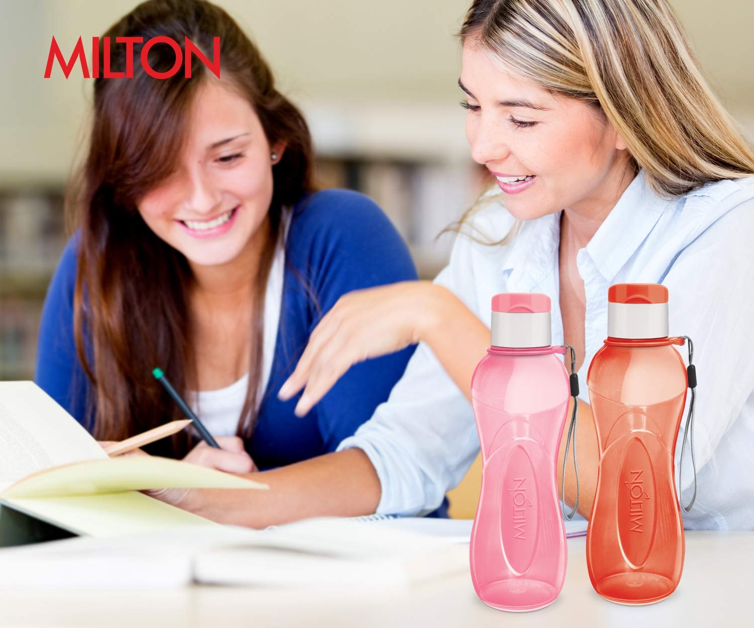 Milton Sports Water Bottle Kids Reusable Leak-Proof 25 Oz 4 Set Plastic Wide Mouth Large Big Drink Bottle Bpa & Leak Free With H